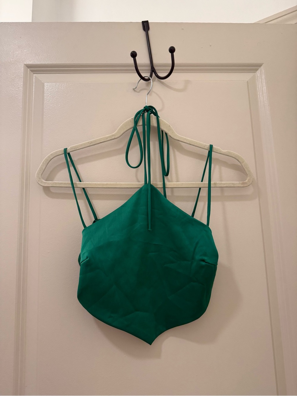 Nasty Gal Green Halter Tie Backless Scarf Top